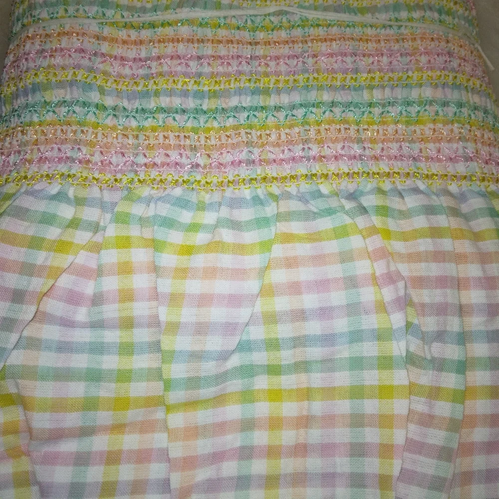 Pop Smocked Seersucker Pastel Gingham with 6 inches of Smocking. 8 Yard Bolt